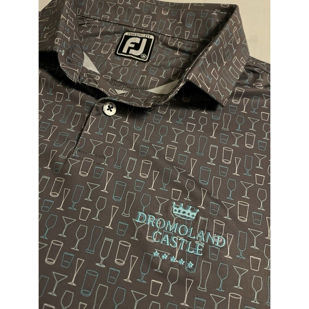 NEW Footjoy Dromoland Castle Ireland Golf Club Polo Shirt MEDIUM Cocktails Print